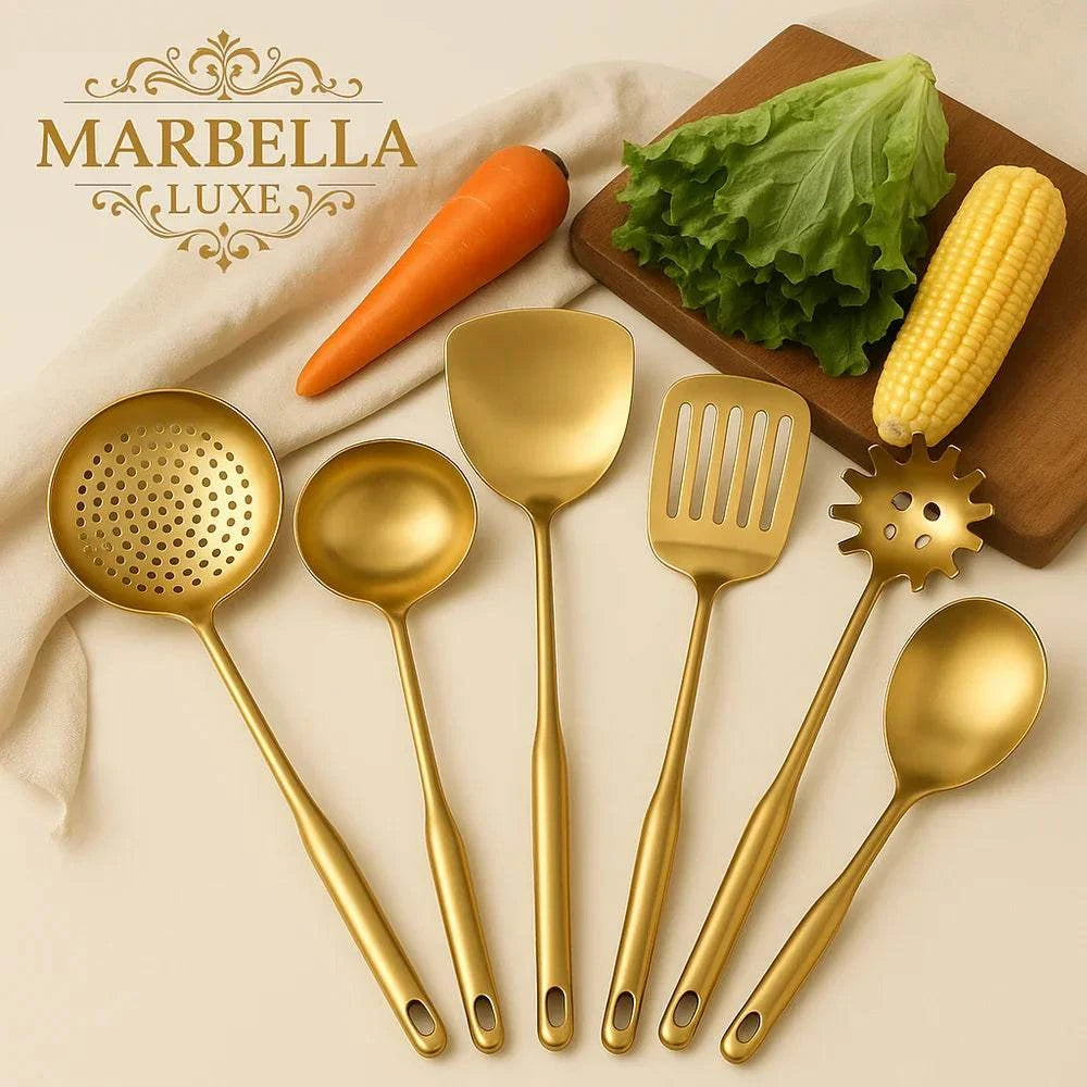 Stainless Steel Cooking Spoon Kitchenware Gift Set Custom Gilded - Marbella luxe Ltd