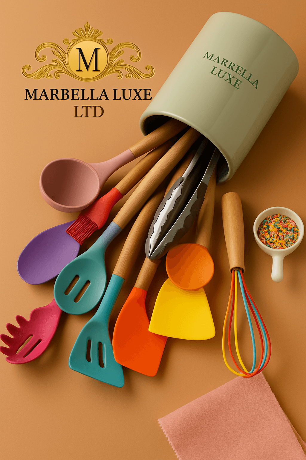 Silicone Kitchenware Cooking Utensils Set Heat Resistant Kitchen Non-Stick Cooking Utensils Baking Tools - Marbella luxe Ltd