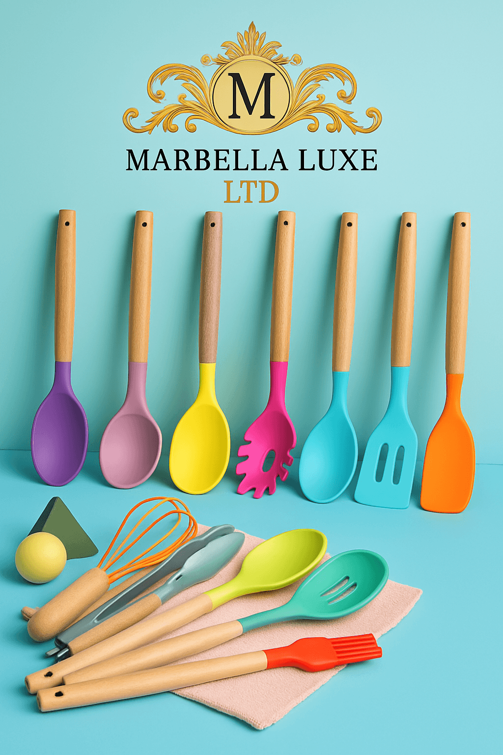Silicone Kitchenware Cooking Utensils Set Heat Resistant Kitchen Non-Stick Cooking Utensils Baking Tools - Marbella luxe Ltd