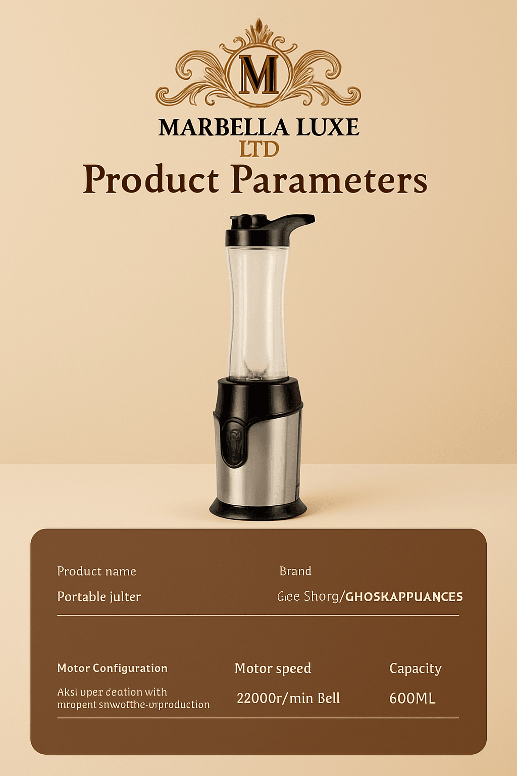 Portable Juicer Cooking Machine 600 Ml Complementary Food Cooking Grinding Travel Cup - Marbella luxe Ltd