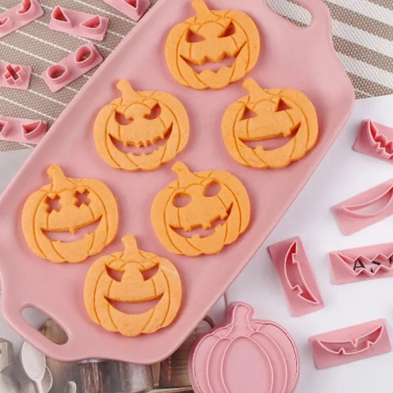 Halloween Cookie Cutter Set – 3D Cartoon Ghost & Pumpkin Biscuit & Fondant Mold for Frosting Decoration