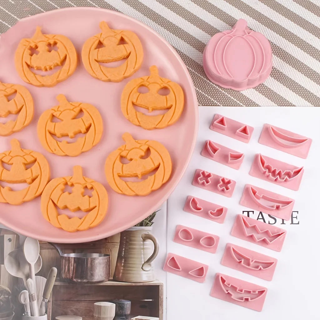 Halloween Cookie Cutter Set – 3D Cartoon Ghost & Pumpkin Biscuit & Fondant Mold for Frosting Decoration