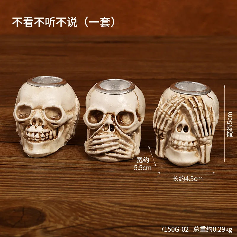 Halloween Skull Bone Candlestick – Horror Decoration & Movie Prop