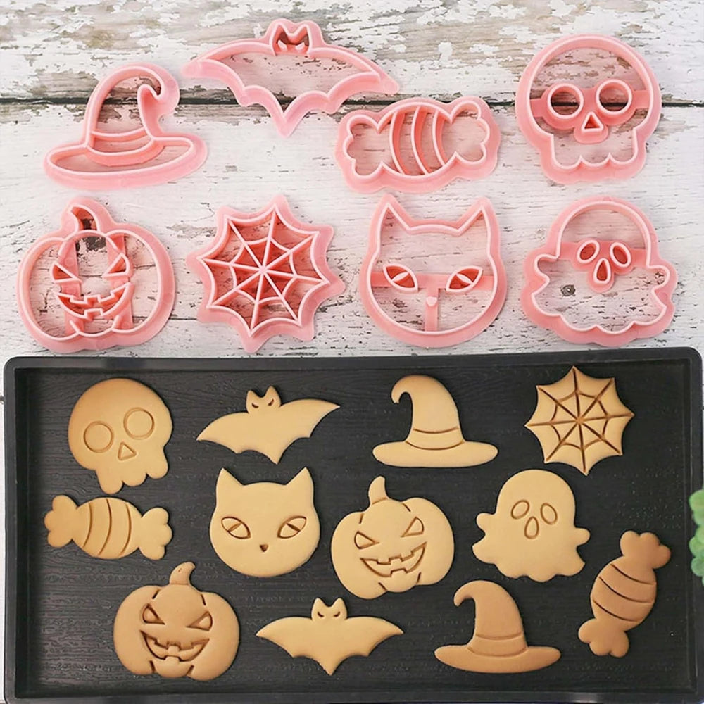 Halloween Cookie Cutter Set – 3D Cartoon Ghost & Pumpkin Biscuit & Fondant Mold for Frosting Decoration