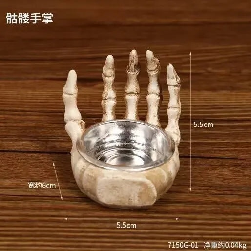 Halloween Skull Bone Candlestick – Horror Decoration & Movie Prop