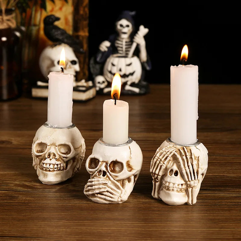 Halloween Skull Bone Candlestick – Horror Decoration & Movie Prop