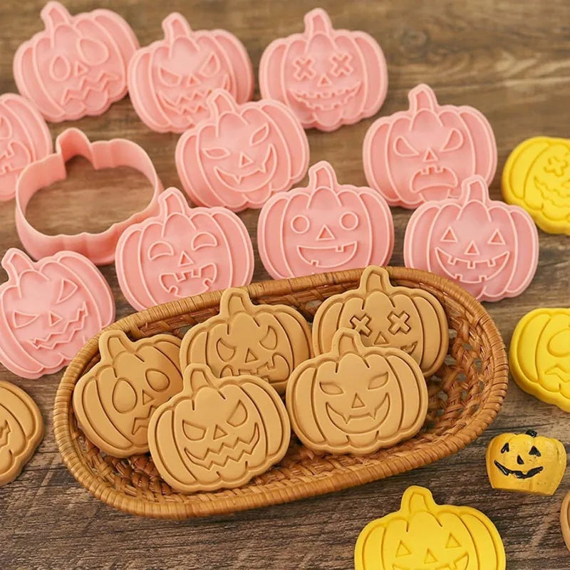 Halloween Cookie Cutter Set – 3D Cartoon Ghost & Pumpkin Biscuit & Fondant Mold for Frosting Decoration