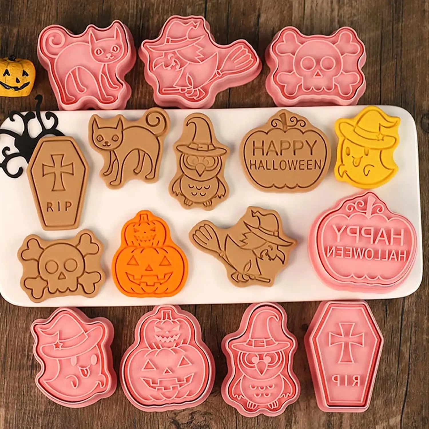 Halloween Cookie Cutter Set – 3D Cartoon Ghost & Pumpkin Biscuit & Fondant Mold for Frosting Decoration