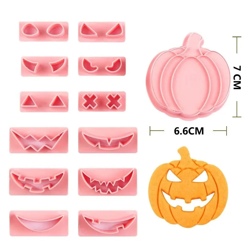 Halloween Cookie Cutter Set – 3D Cartoon Ghost & Pumpkin Biscuit & Fondant Mold for Frosting Decoration