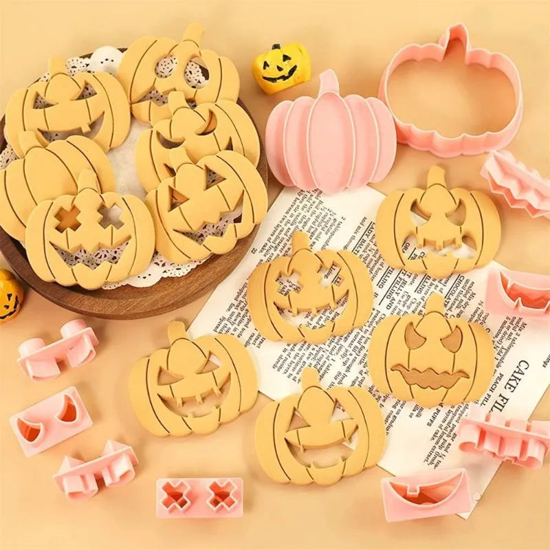Halloween Cookie Cutter Set – 3D Cartoon Ghost & Pumpkin Biscuit & Fondant Mold for Frosting Decoration