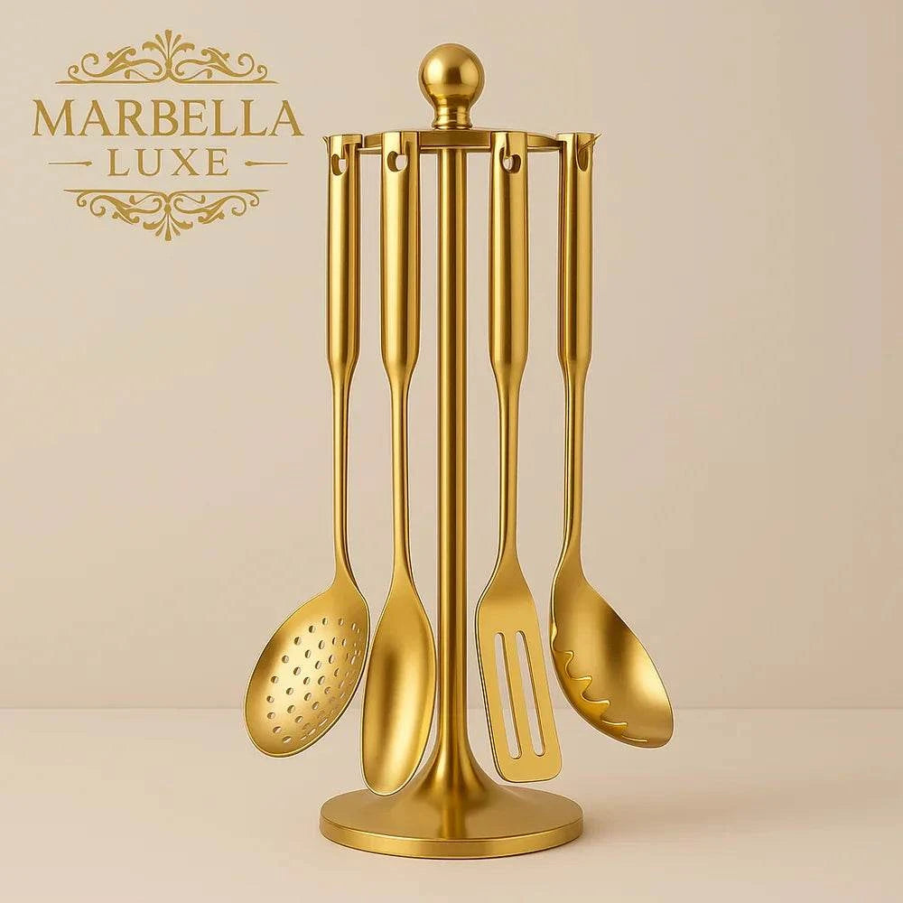 Stainless Steel Cooking Spoon Kitchenware Gift Set Custom Gilded - Marbella luxe Ltd
