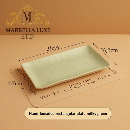 Dish Household Ceramic Steak Meals Rectangular Plate - Marbella luxe Ltd