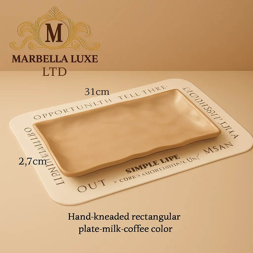 Dish Household Ceramic Steak Meals Rectangular Plate - Marbella luxe Ltd