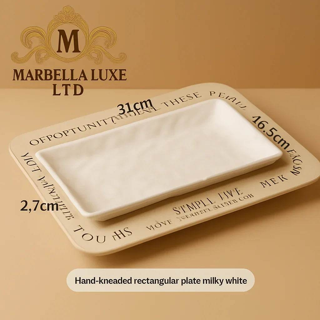 Dish Household Ceramic Steak Meals Rectangular Plate - Marbella luxe Ltd