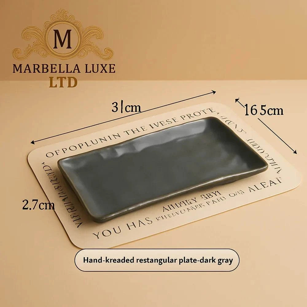 Dish Household Ceramic Steak Meals Rectangular Plate - Marbella luxe Ltd