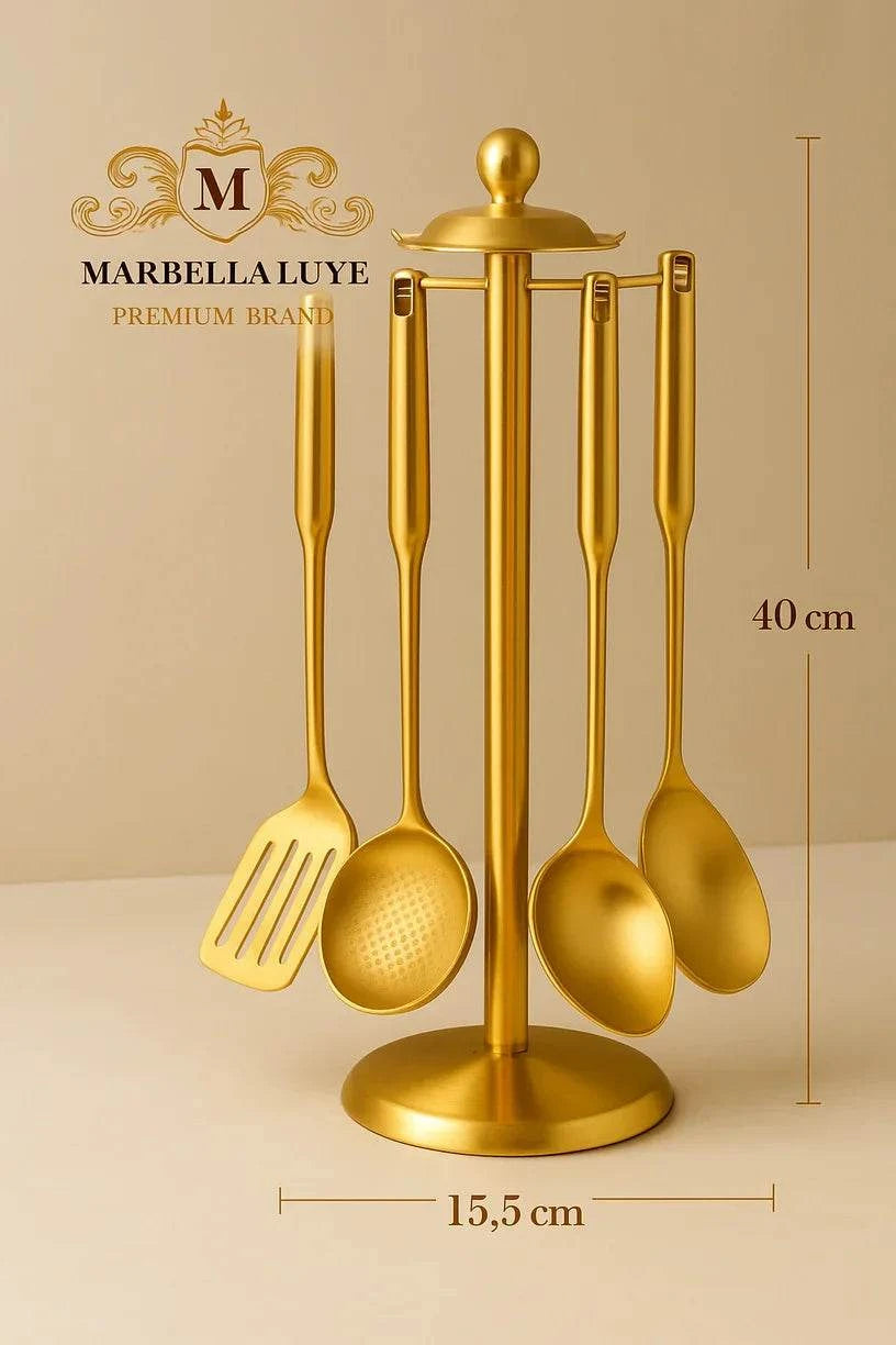 Stainless Steel Cooking Spoon Kitchenware Gift Set Custom Gilded - Marbella luxe Ltd